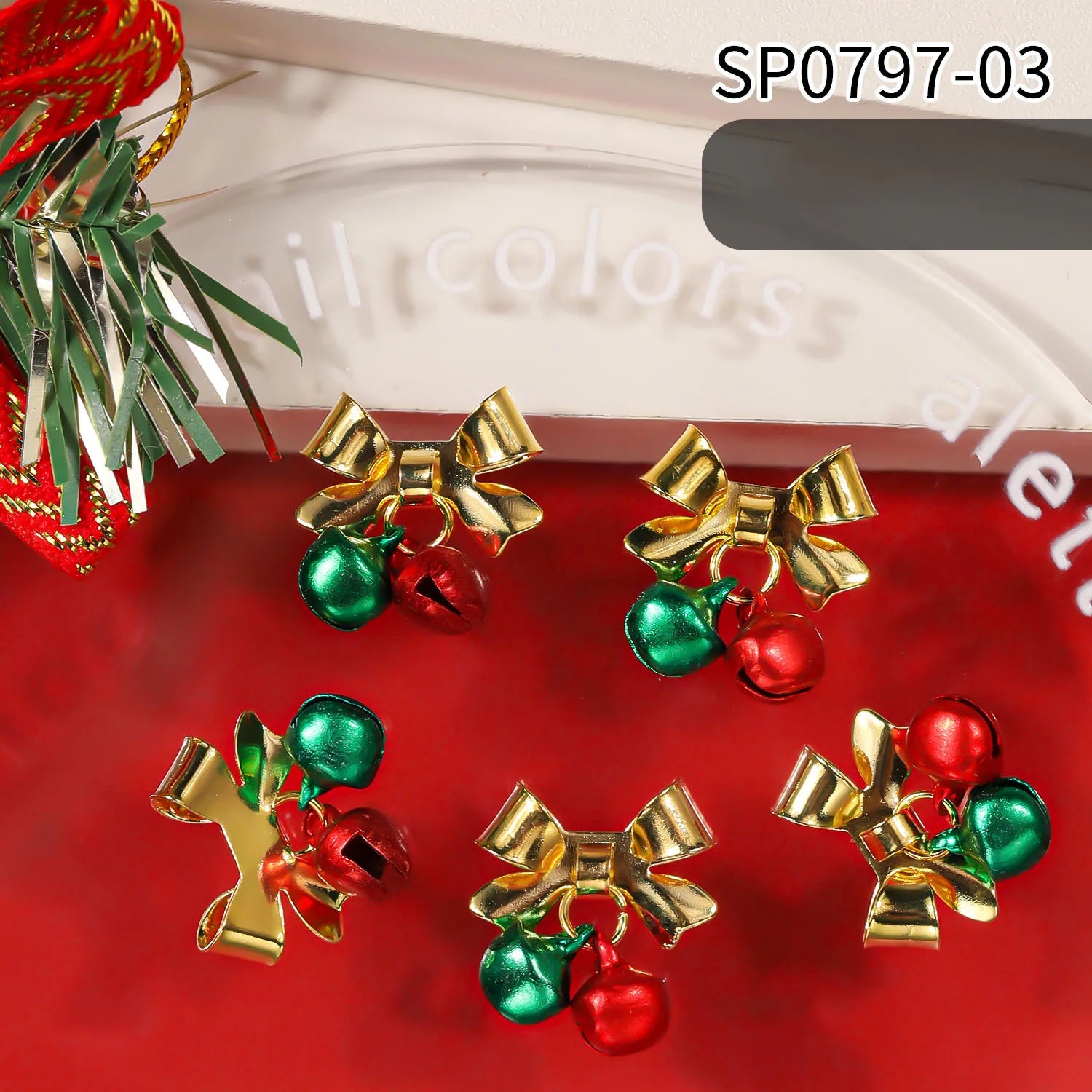 Nailpolishstore Christmas 3D Alloy Nail Accessories Decoration Nail Decals Nail Charms with Rhinestone