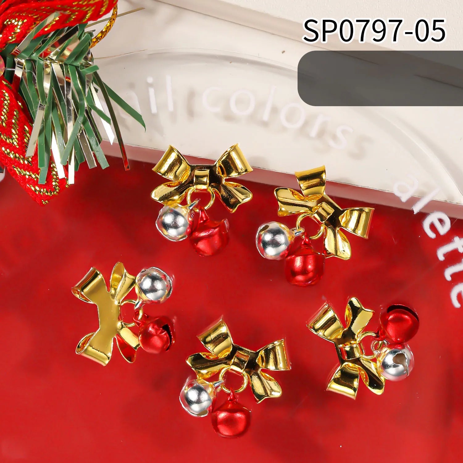 Nailpolishstore Christmas 3D Alloy Nail Accessories Decoration Nail Decals Nail Charms with Rhinestone