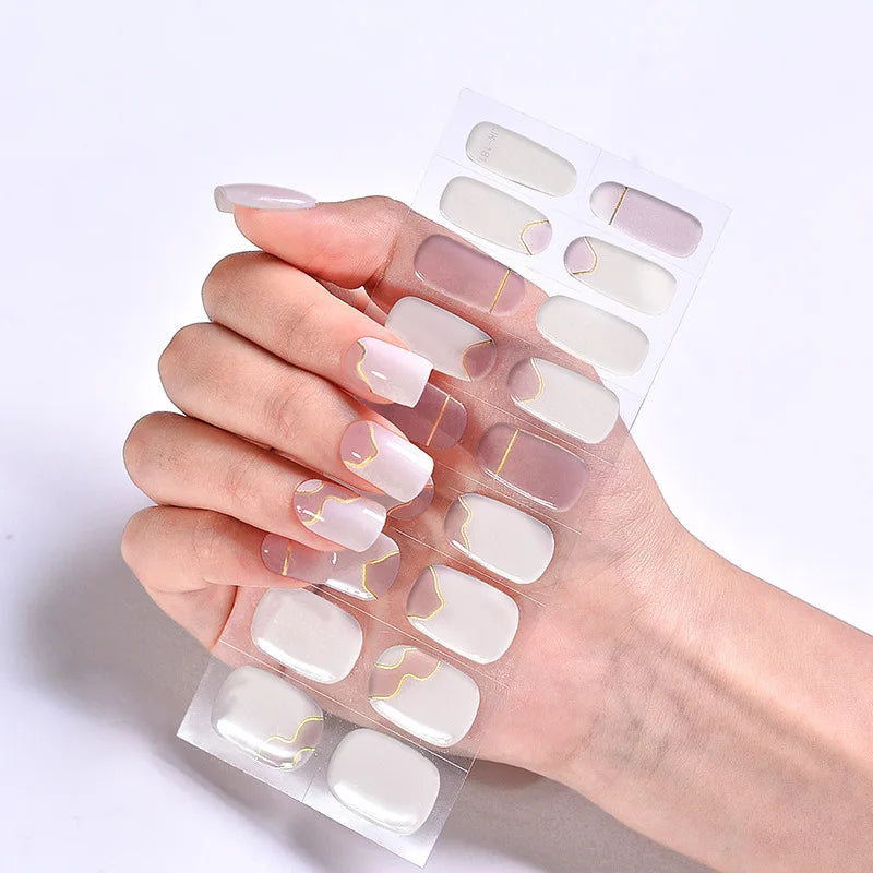 Nailpolishstore High Quality Long-Lasting Hard Nail Gel Decal Stickers Decals Semi Cured Gel Nail Sticker Gel Nail Sticker With UV Lamp