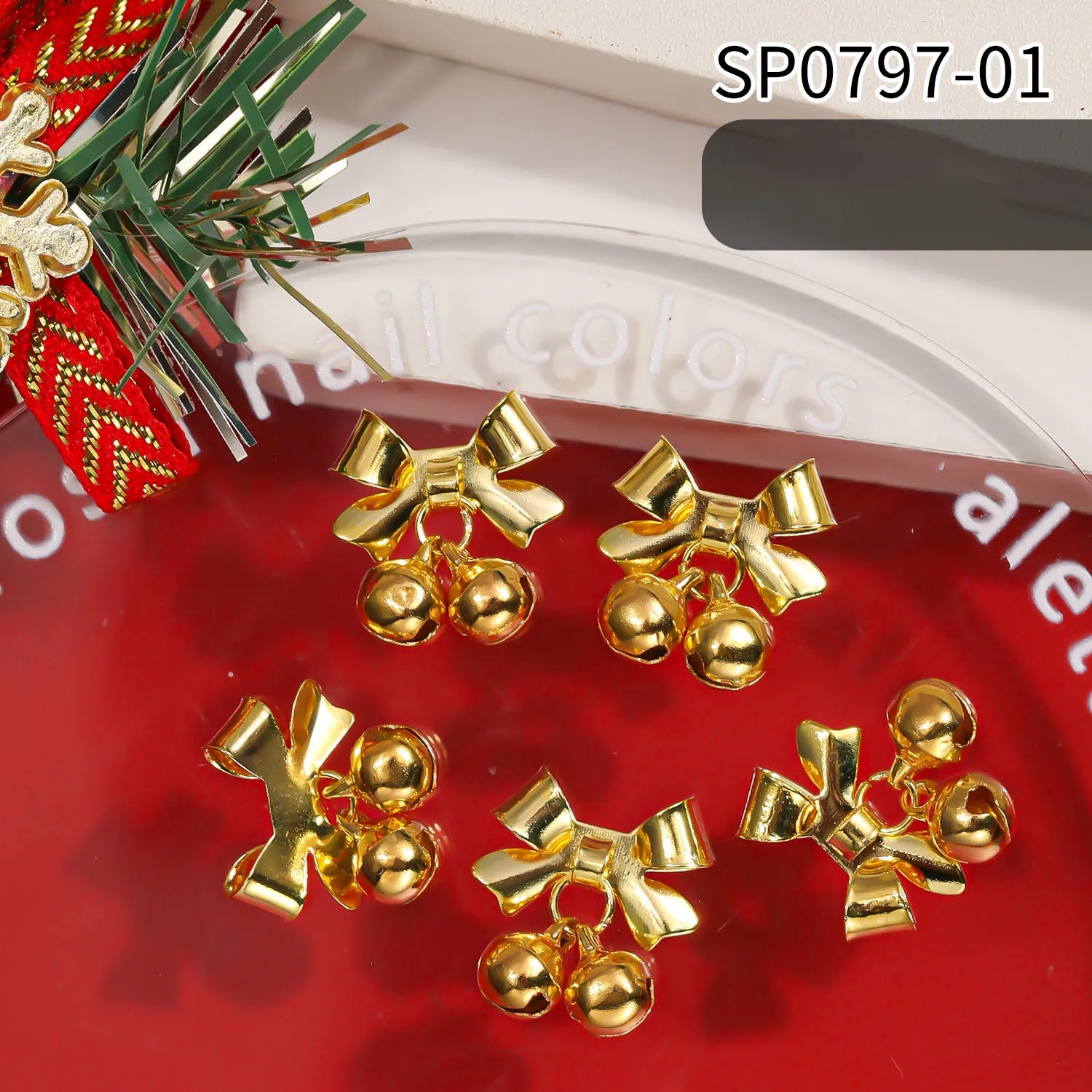 Nailpolishstore Christmas 3D Alloy Nail Accessories Decoration Nail Decals Nail Charms with Rhinestone