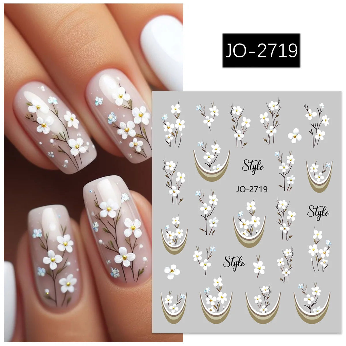 Nailpolishstore Nail Flower Stickers Colorful Adhesive Backing Chrysanthemum Bee Nail Stickers Hand Drawn Nail Art