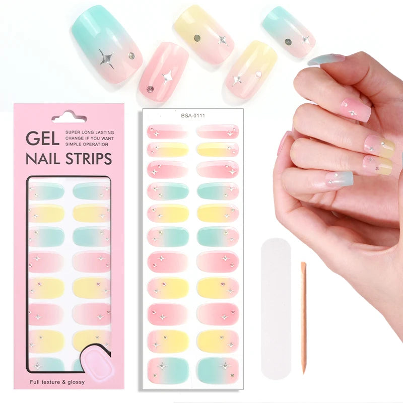 Nailpolishstore Salon Quality Semi Cured Wraps Long Lasting Gel Nail Stickers Gold Foil Semi Solid Nail Glue No Uv Nail Stickers
