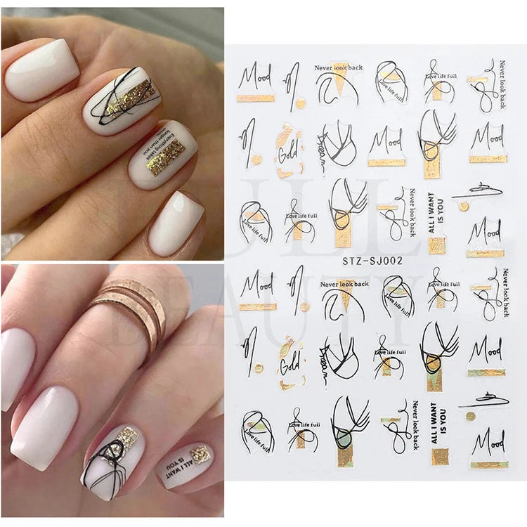 Nailpolishstore Simple Gilded Rose Self Adhesive 3D Sticker for Nails Decals Nail Decorations