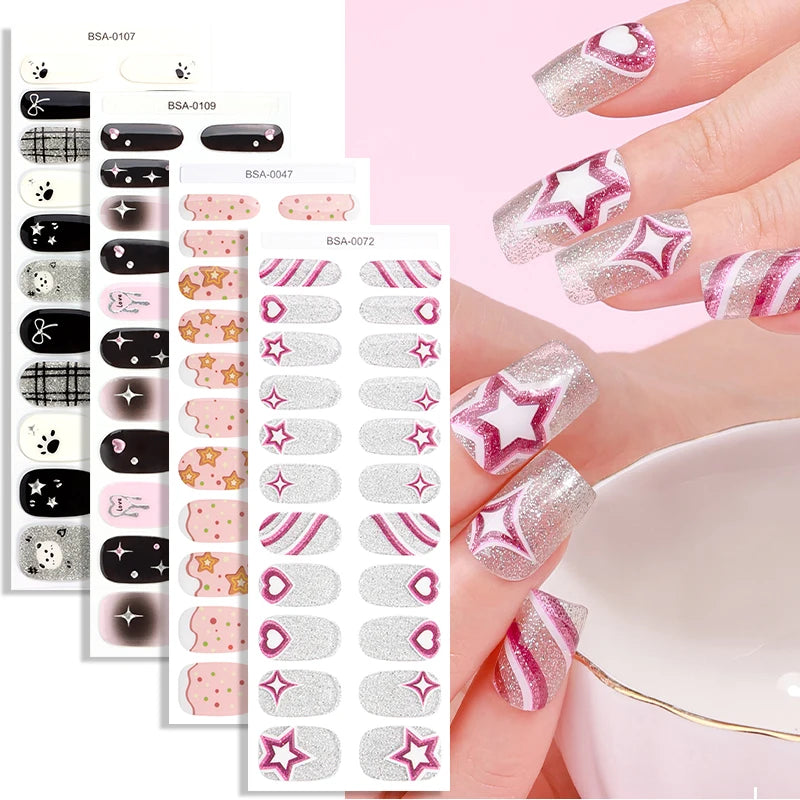 Nailpolishstore Salon Quality Semi Cured Wraps Long Lasting Gel Nail Stickers Gold Foil Semi Solid Nail Glue No Uv Nail Stickers