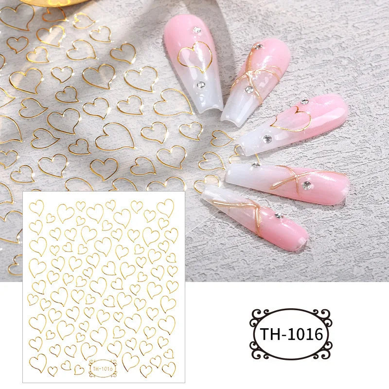 Nailpolishstore Flower Nail Stickers 3D Flower Heart Nail Decorations DIY Nail Art Stickers