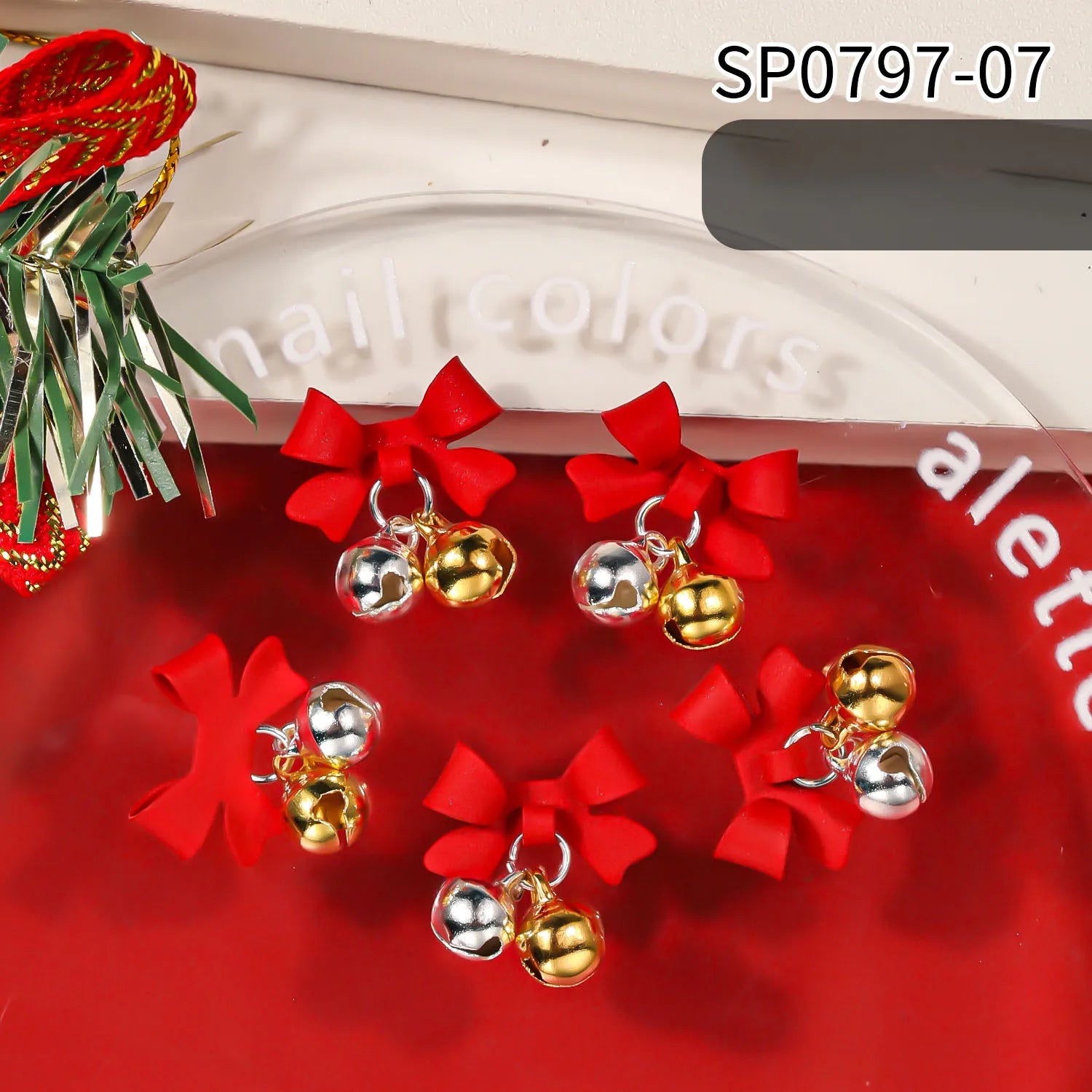 Nailpolishstore Christmas 3D Alloy Nail Accessories Decoration Nail Decals Nail Charms with Rhinestone