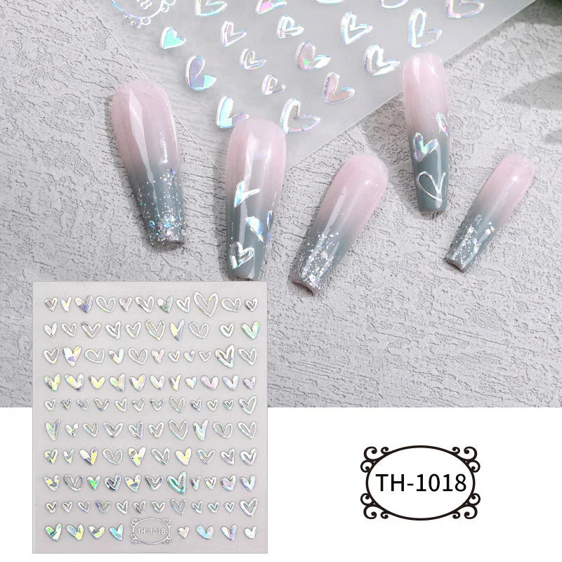 Nailpolishstore Flower Nail Stickers 3D Flower Heart Nail Decorations DIY Nail Art Stickers