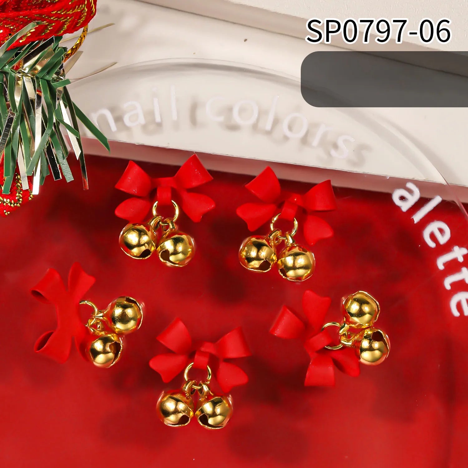 Nailpolishstore Christmas 3D Alloy Nail Accessories Decoration Nail Decals Nail Charms with Rhinestone