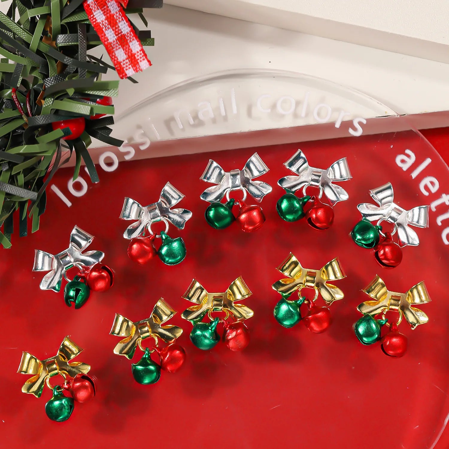 Nailpolishstore Christmas 3D Alloy Nail Accessories Decoration Nail Decals Nail Charms with Rhinestone