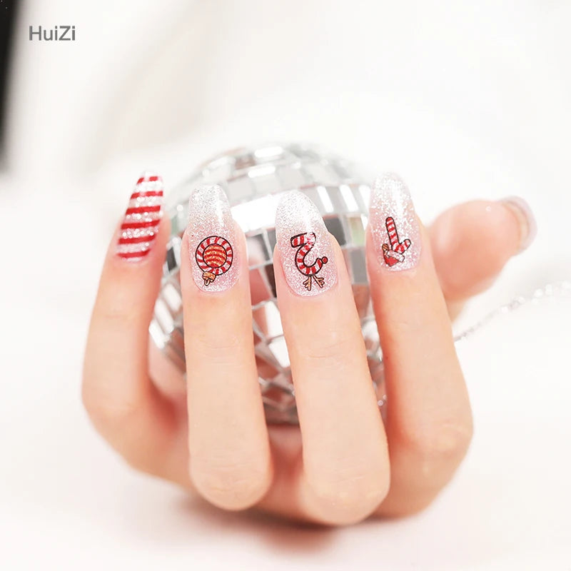 Nailpolishstore Christmas design Nail Art Decoration Sticker wholesale Price Nail Wraps Glitter Nail Polish Stickers