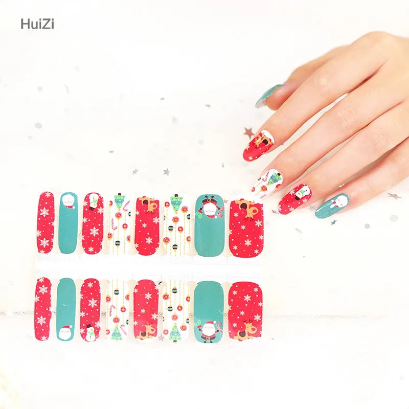 Nailpolishstore Christmas design Nail Art Decoration Sticker wholesale Price Nail Wraps Glitter Nail Polish Stickers