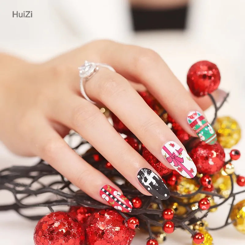 Nailpolishstore Christmas design Nail Art Decoration Sticker wholesale Price Nail Wraps Glitter Nail Polish Stickers