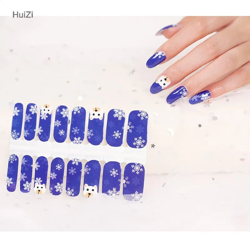Nailpolishstore Christmas design Nail Art Decoration Sticker wholesale Price Nail Wraps Glitter Nail Polish Stickers