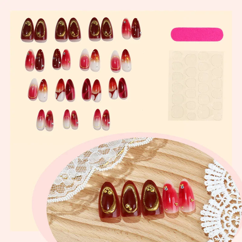 Nailpolishstore  Detachable Clear Nail Stickers 3D False Nail Rhinestone Style 30 Pieces with Women