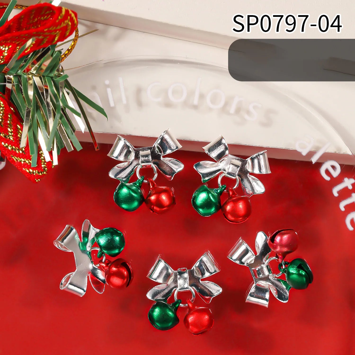 Nailpolishstore Christmas 3D Alloy Nail Accessories Decoration Nail Decals Nail Charms with Rhinestone