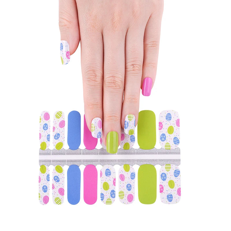 Nailpolishstore Classic Colors French Japanese DIY No Lamp Needed Nail Polish Stickers Rainbow Heart Translucent Glitter Design Nail Wraps