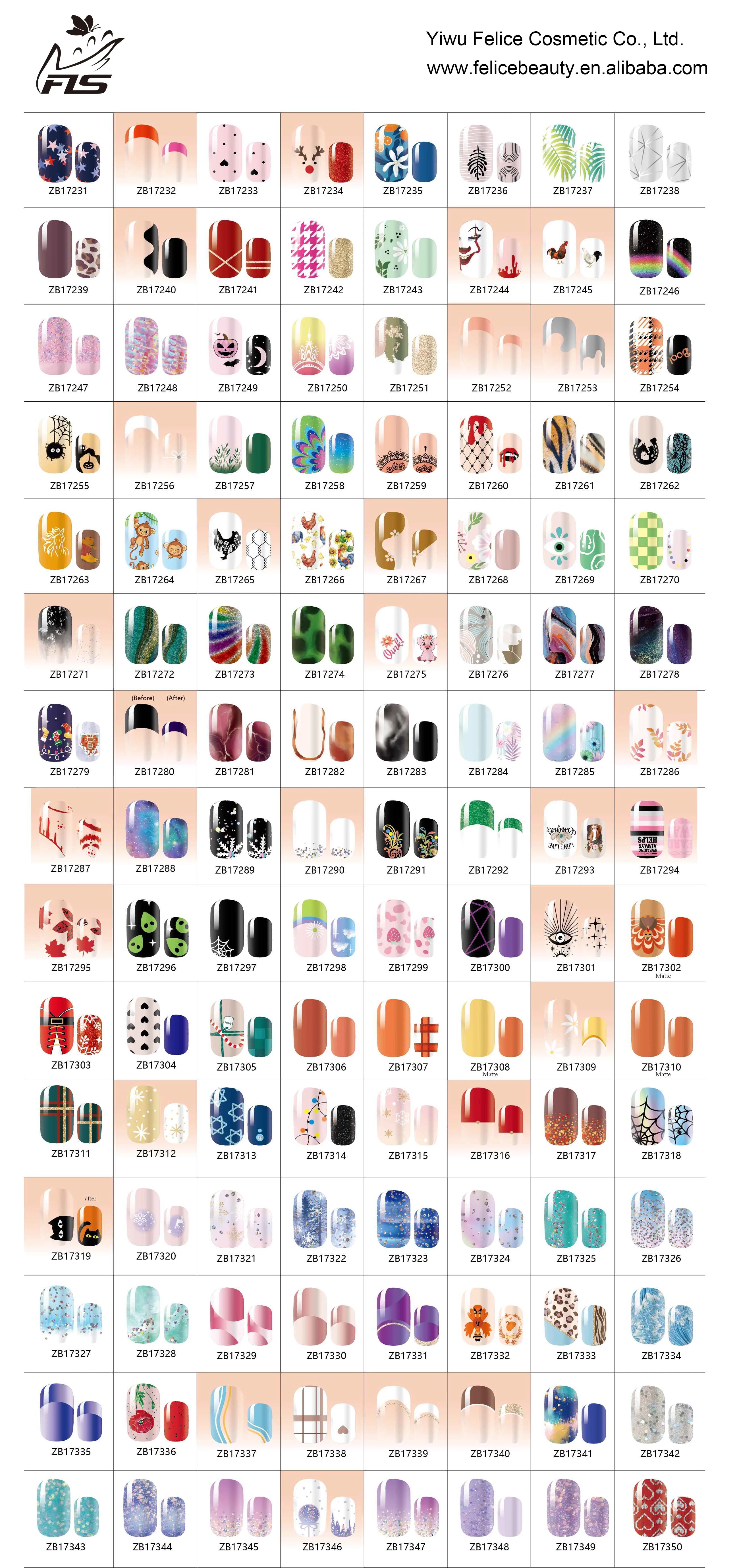 Nailpolishstore Classic Colors French Japanese DIY No Lamp Needed Nail Polish Stickers Rainbow Heart Translucent Glitter Design Nail Wraps