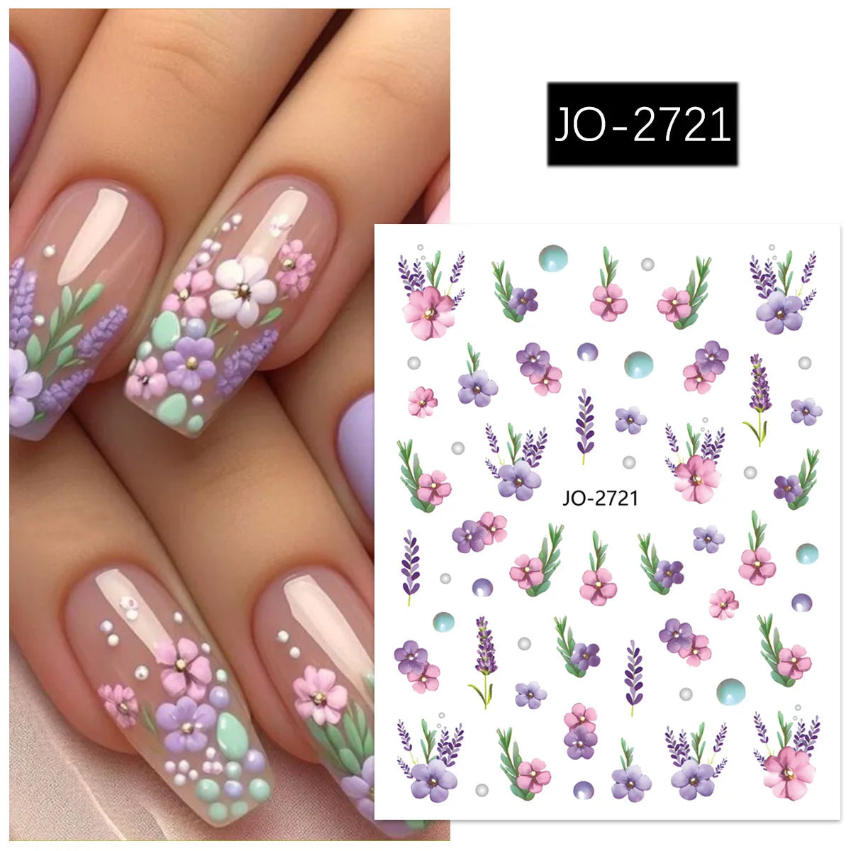 Nailpolishstore Nail Flower Stickers Colorful Adhesive Backing Chrysanthemum Bee Nail Stickers Hand Drawn Nail Art