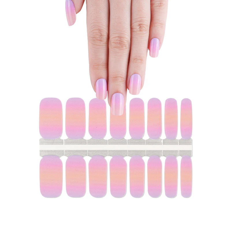 Nailpolishstore Classic Colors French Japanese DIY No Lamp Needed Nail Polish Stickers Rainbow Heart Translucent Glitter Design Nail Wraps