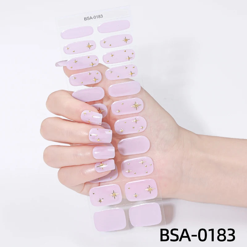 Nailpolishstore Salon Quality Semi Cured Wraps Long Lasting Gel Nail Stickers Gold Foil Semi Solid Nail Glue No Uv Nail Stickers