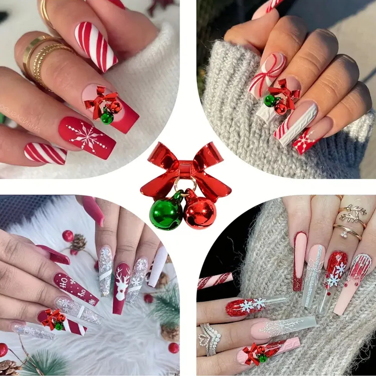 Nailpolishstore Christmas 3D Alloy Nail Accessories Decoration Nail Decals Nail Charms with Rhinestone